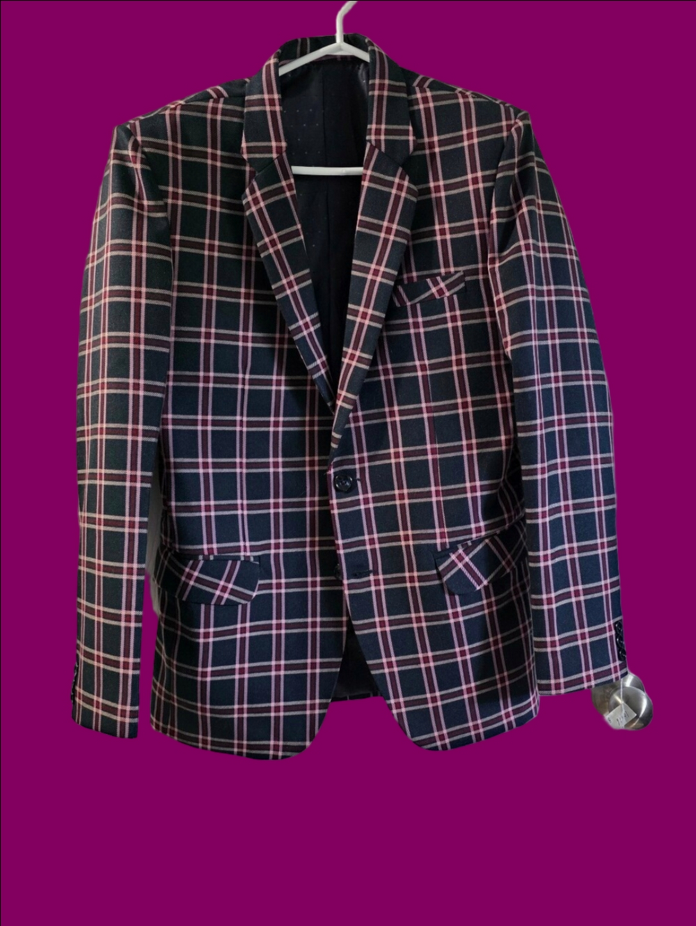 4/$97 Deal! Like New Bold Plaid Blazer In Pink & Black
